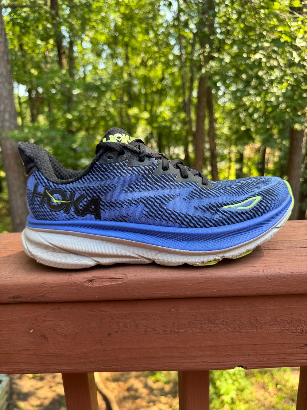 9 HOKA One Clifton 9 Women’s Running Shoes Blue Lime Size 9B - Picture 10 of 15